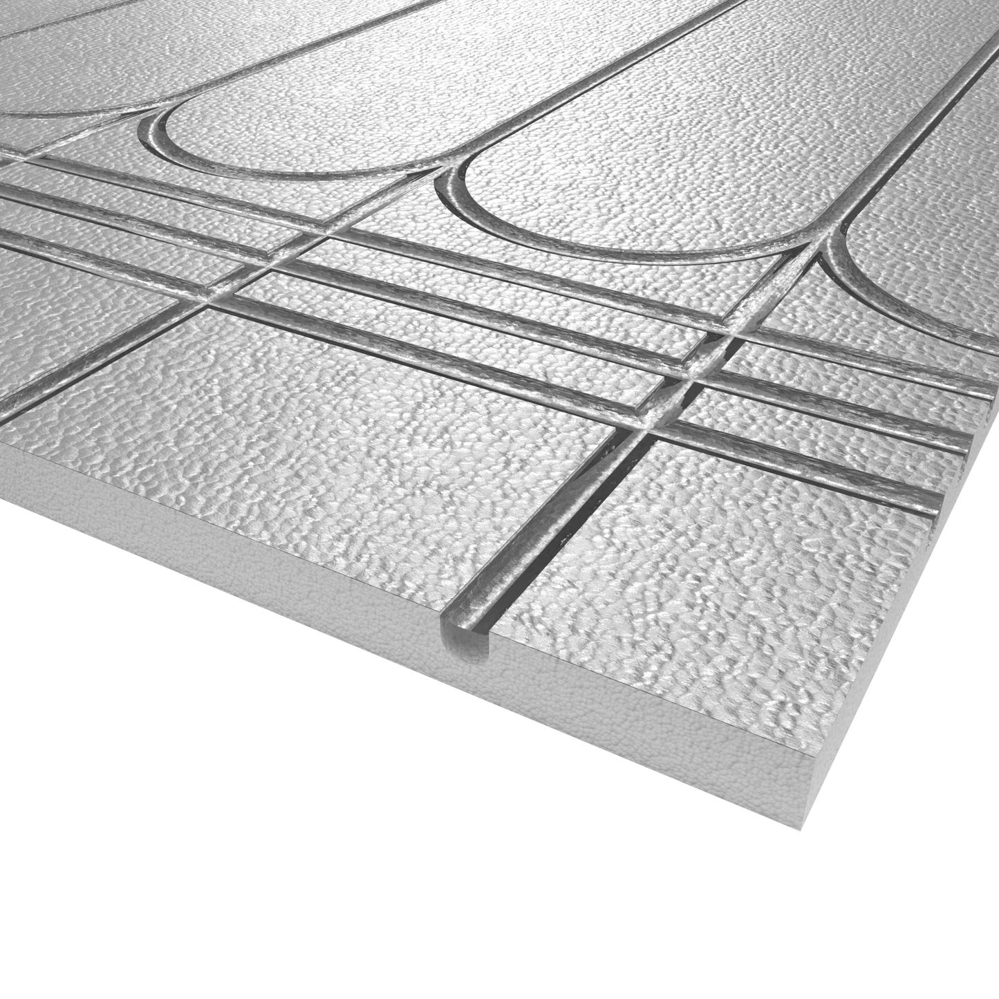 Tekwarm Foiled 400 KPA UFH Board | 1200mm x 600mm x 20mm 12mm Pipe / 150mm Centres BM00053