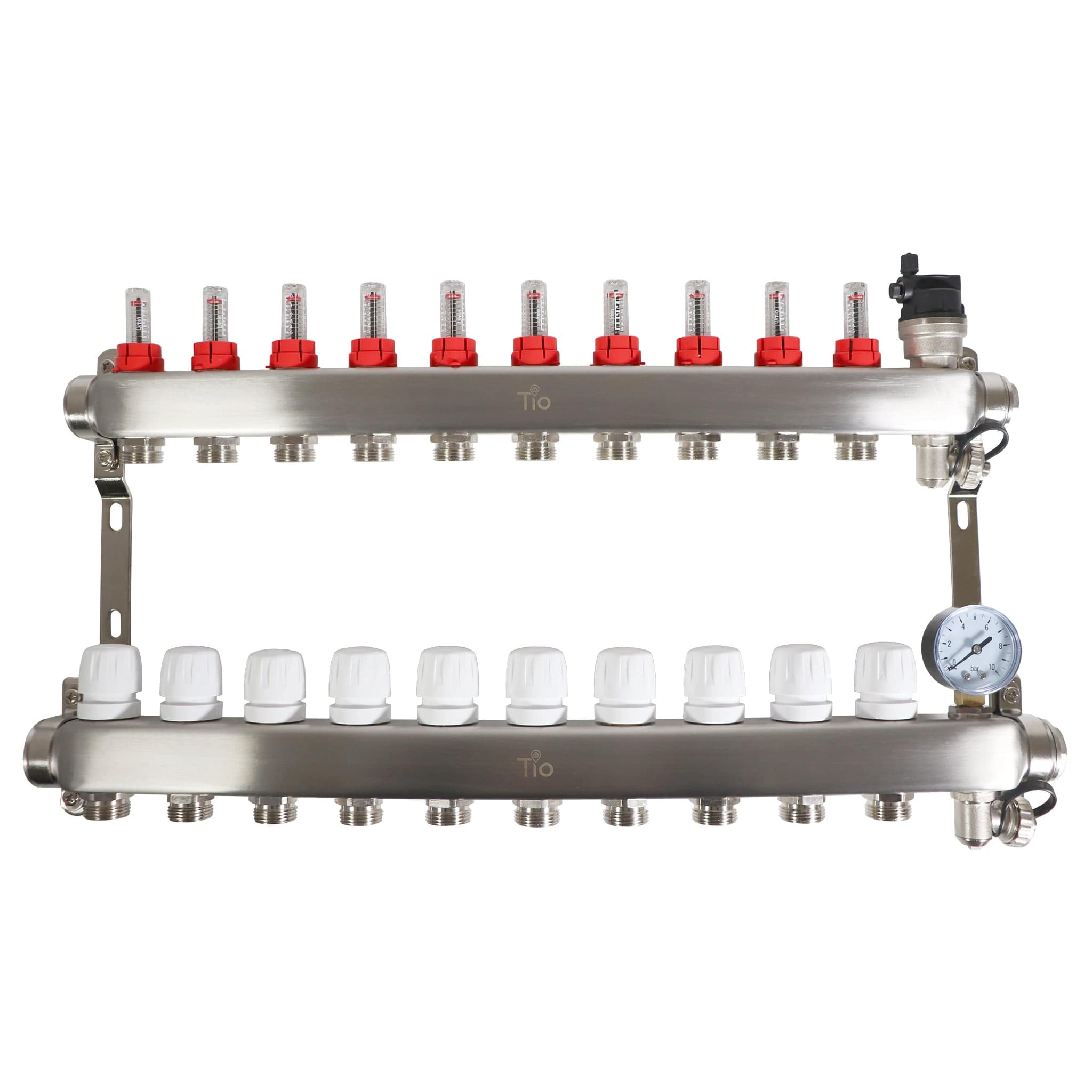Tio 10 Port Manifold With Pressure Gauge & Auto Air Vent TIOMAN0010