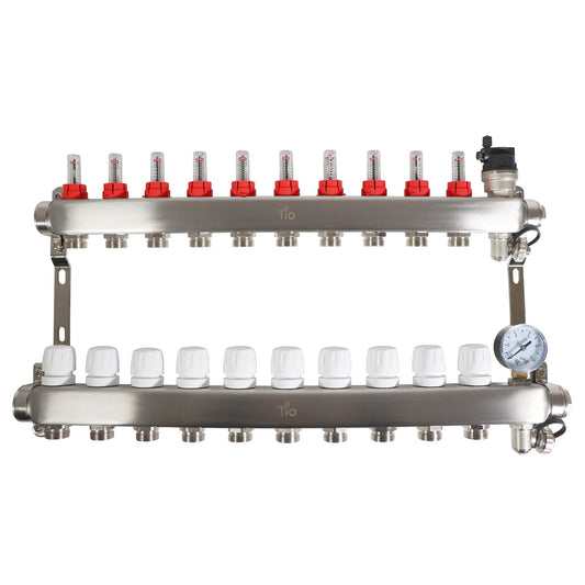 Tio 10 Port Manifold With Pressure Gauge & Auto Air Vent | TIOMAN0010 BM01781