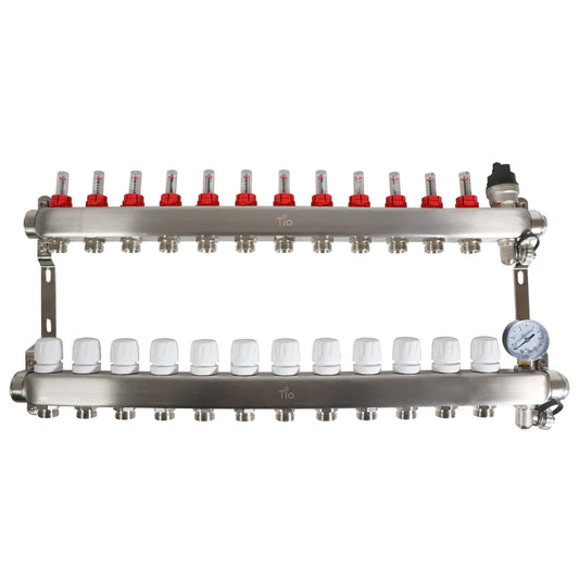 Tio 12 Port Manifold With Pressure Gauge & Auto Air Vent | TIOMAN0012 BM01783