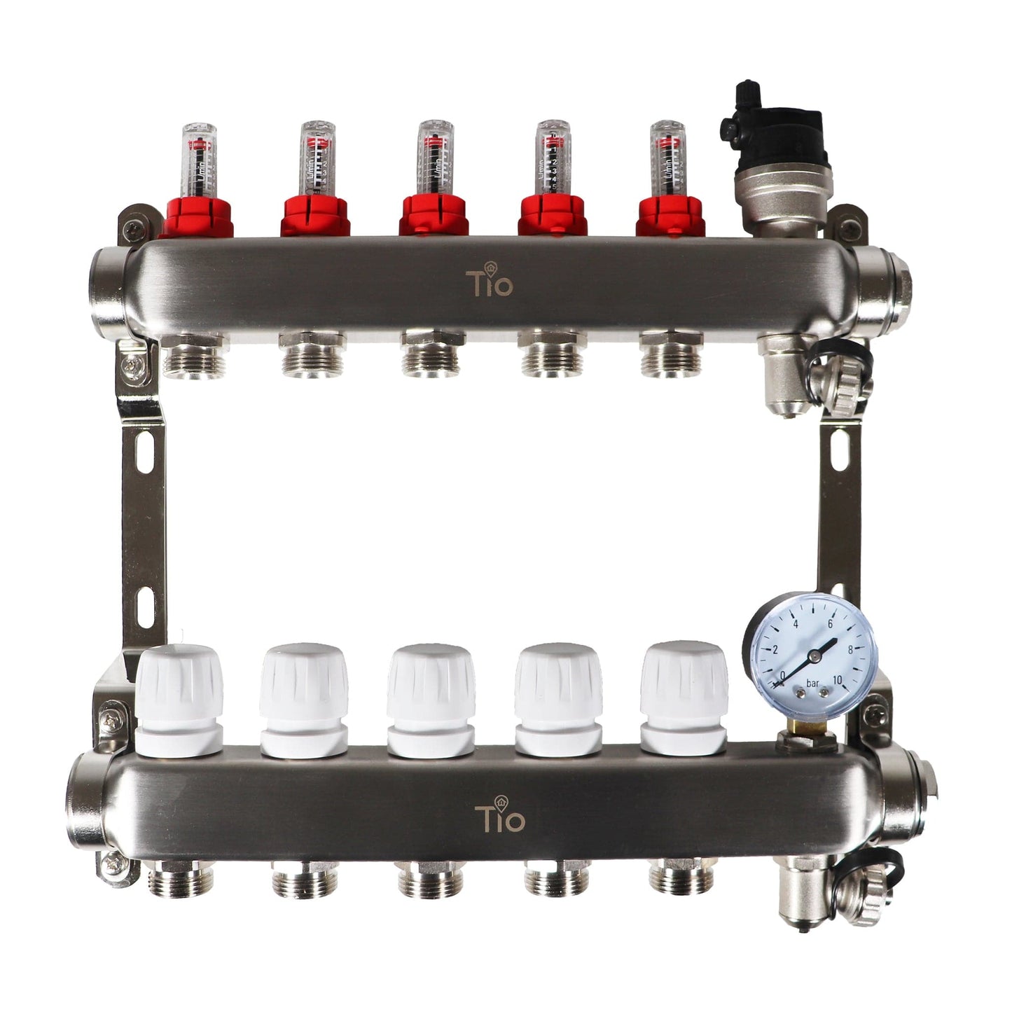 Tio 5 Port Manifold With Pressure Gauge & Auto Air Vent | TIOMAN0005 BM01776