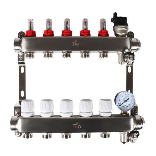 Tio 5 Port Manifold With Pressure Gauge & Auto Air Vent | TIOMAN0005 BM01776