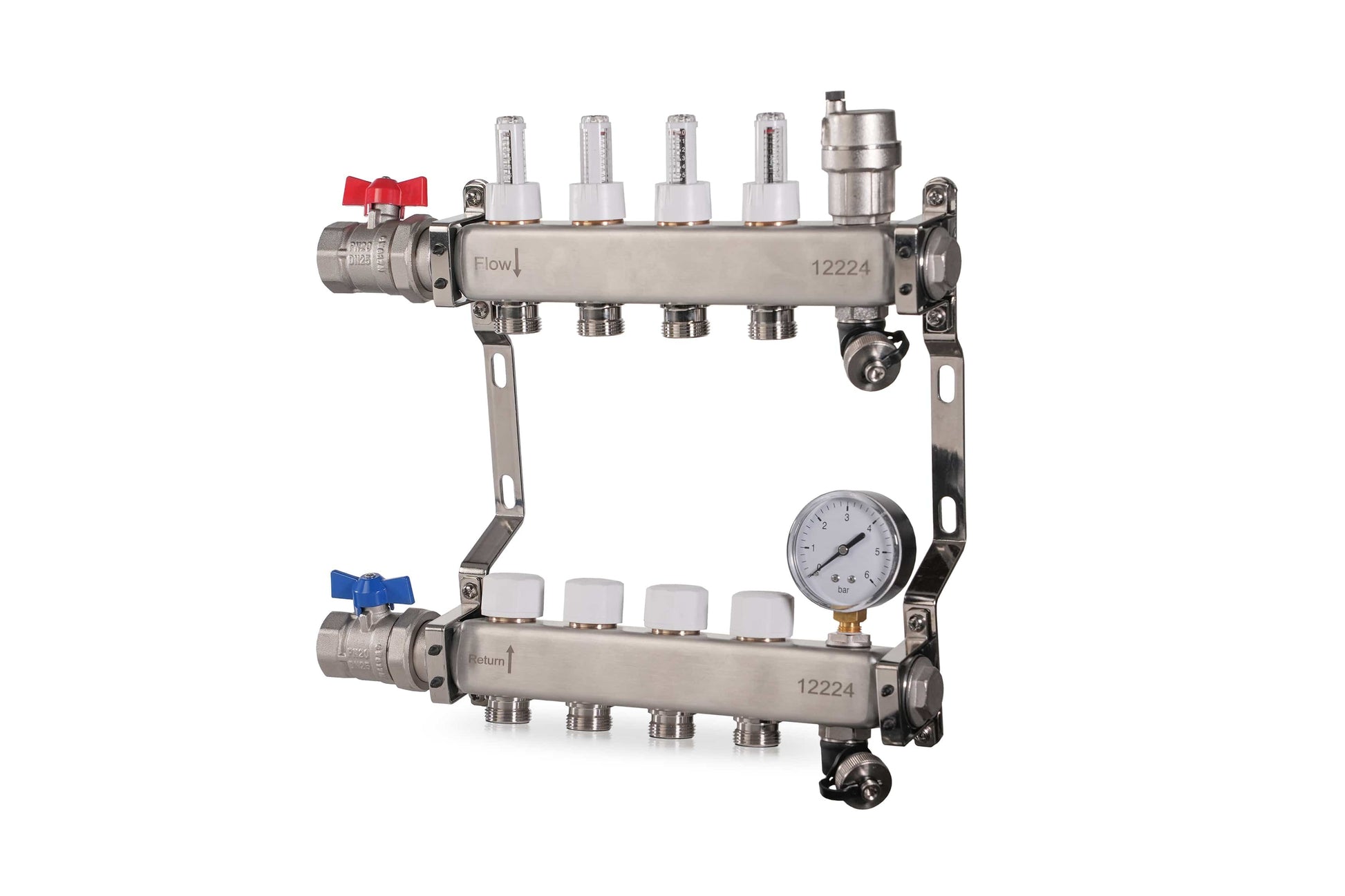 Reliance 4 Port Stainless Steel UFH Manifold