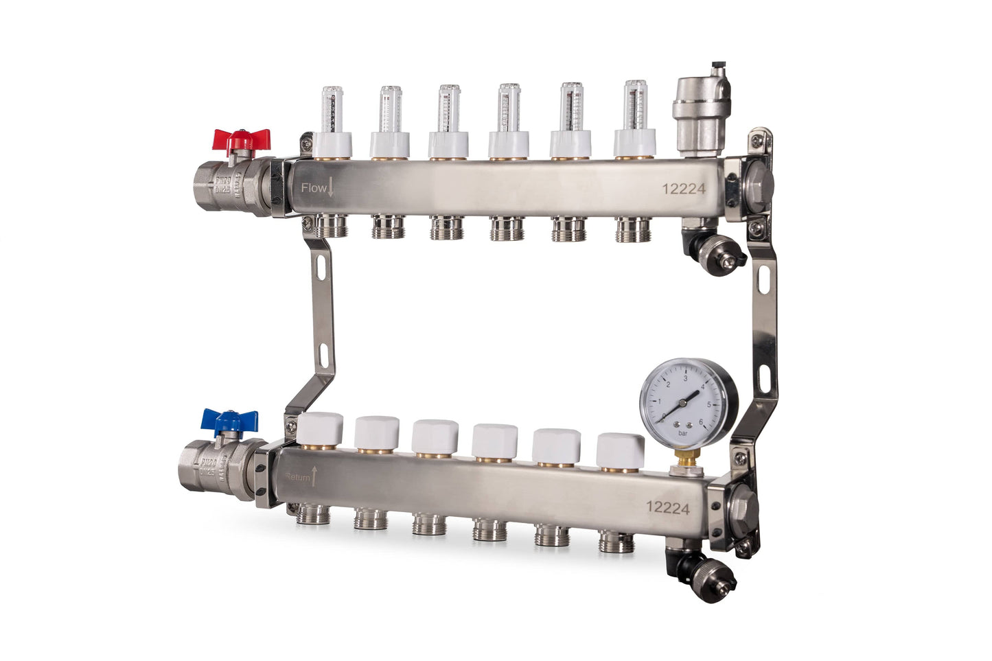 Reliance 6 Port Stainless Steel UFH Manifold