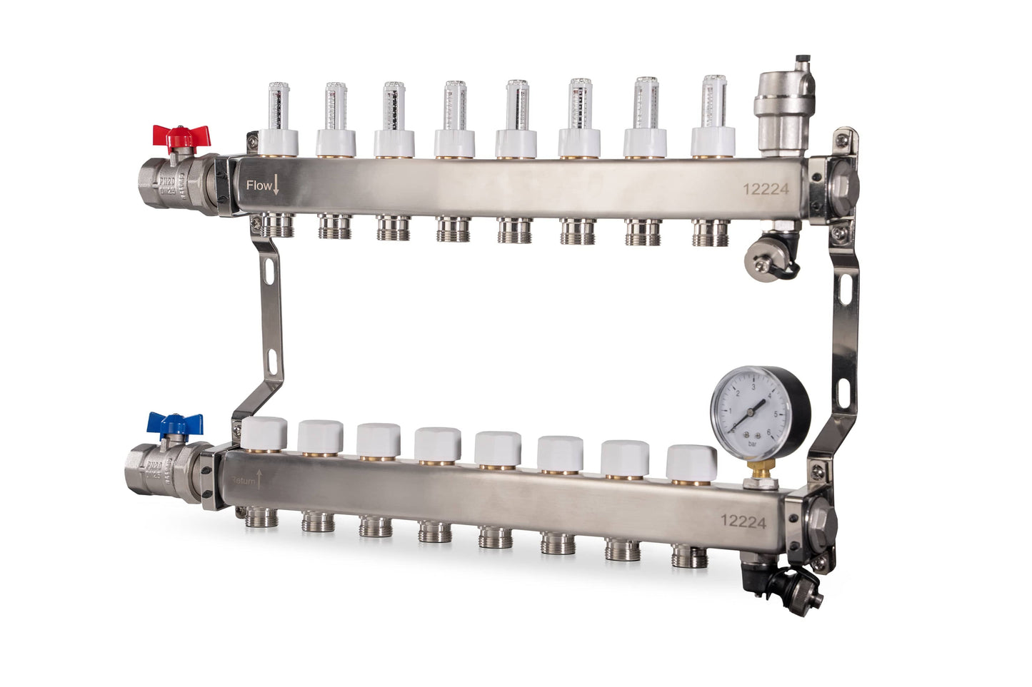 Reliance 8 Port Stainless Steel UFH Manifold