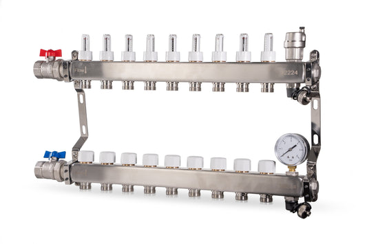 Reliance 9 Port Stainless Steel UFH Manifold
