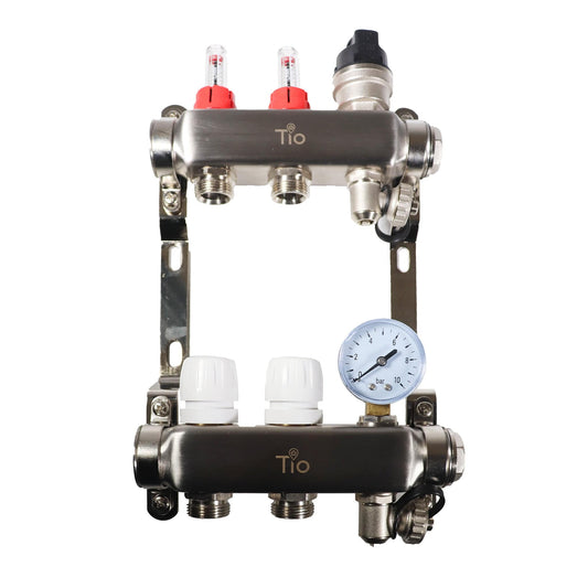 Tio 2 Port Manifold With Pressure Gauge & Auto Air Vent | TIOMAN0002 BM01773