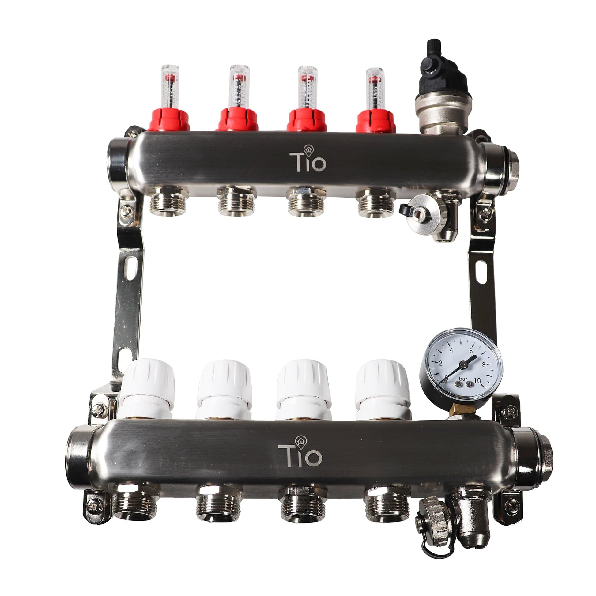 Tio 4 Port Manifold With Pressure Gauge & Auto Air Vent | TIOMAN0004 BM01775