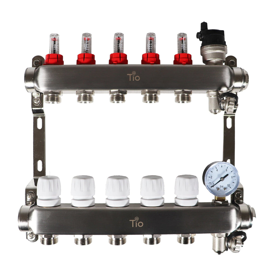 Tio 5 Port Manifold With Pressure Gauge & Auto Air Vent TIOMAN0005