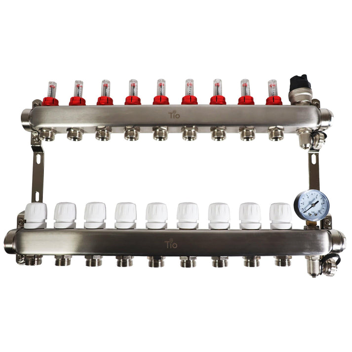 Tio 9 Port Manifold With Pressure Gauge & Auto Air Vent TIOMAN0009